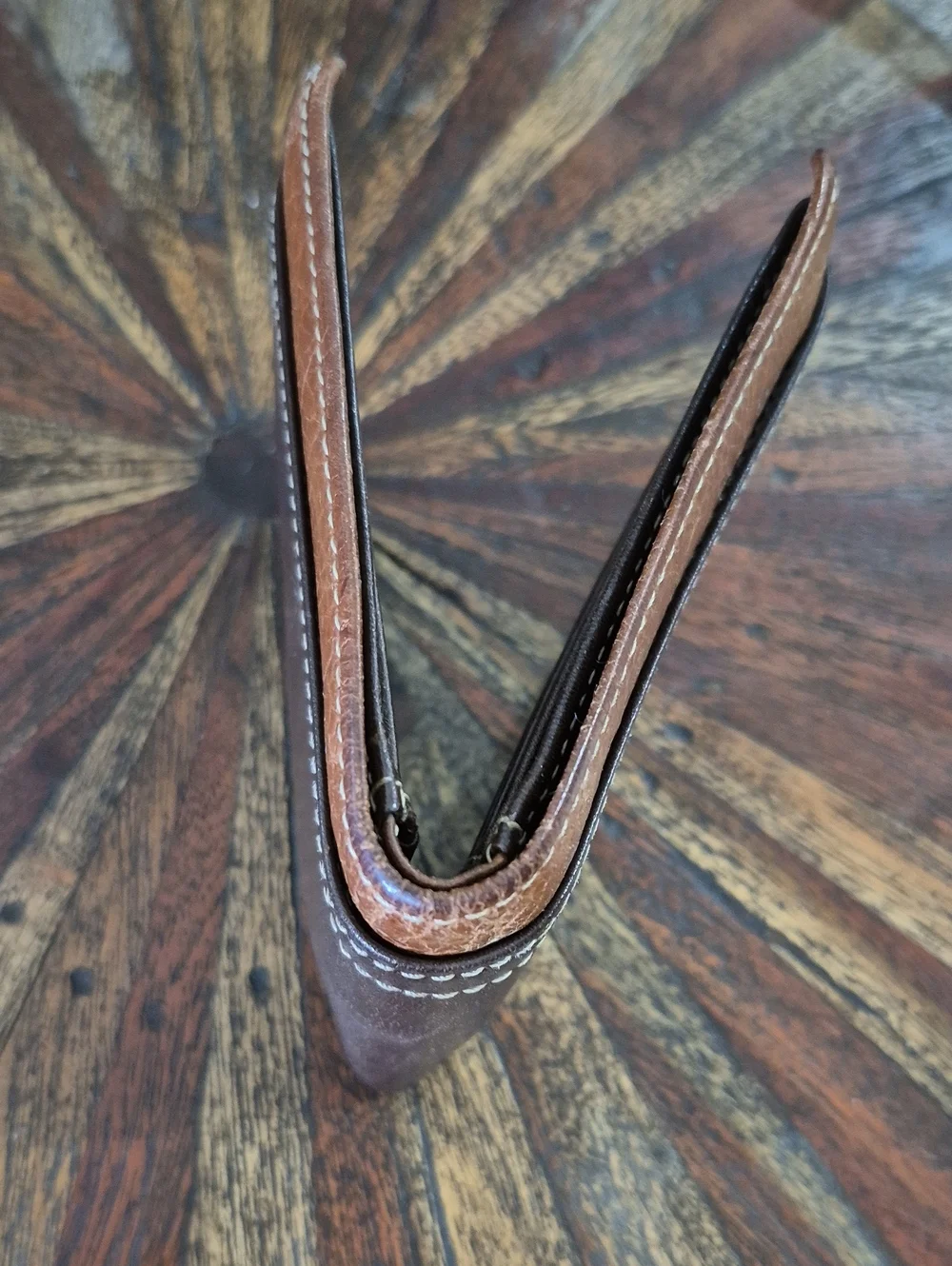 Fossil Brown and Tan Leather Bifold Wallet.